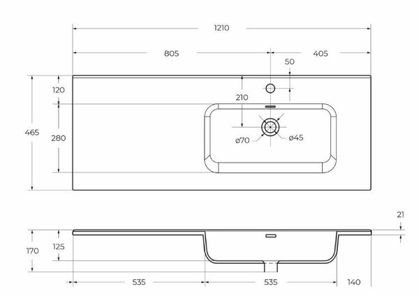 Раковина BelBagno BB1200ETL-R